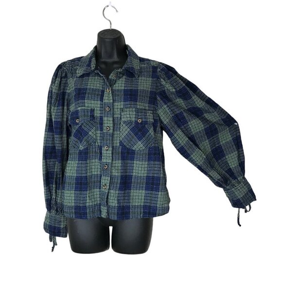 We The Free Blue and Green Plaid Button Down Shirt - Picture 4 of 8